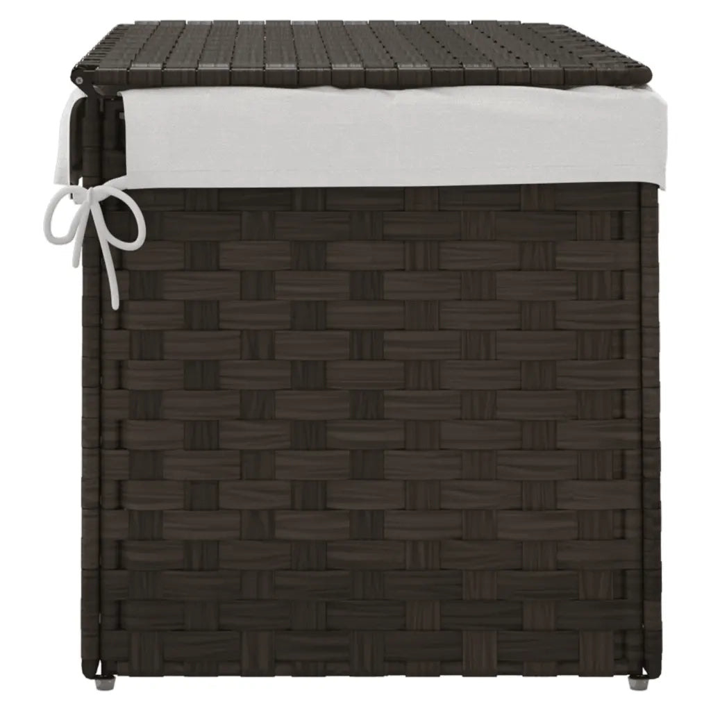 Cesto Biancheria Coperchio Marrone Scuro 55,5x35x34 Polyrattan CFW9698030