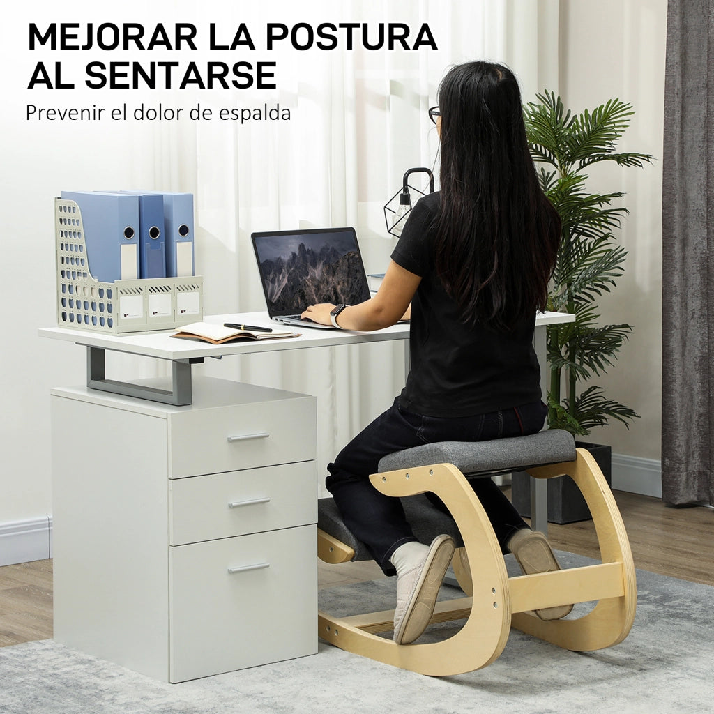 Sedia Ergonomica da Ginocchio ¨C zephmum ¨C Legno Grigio 55x85x55