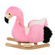 EasyComfort Cavallo a Dondolo per Bambini, Fenicottero a Dondolo per Bambini dai 18 Mesi in Legno con Cinture di Sicurezza, Rosa