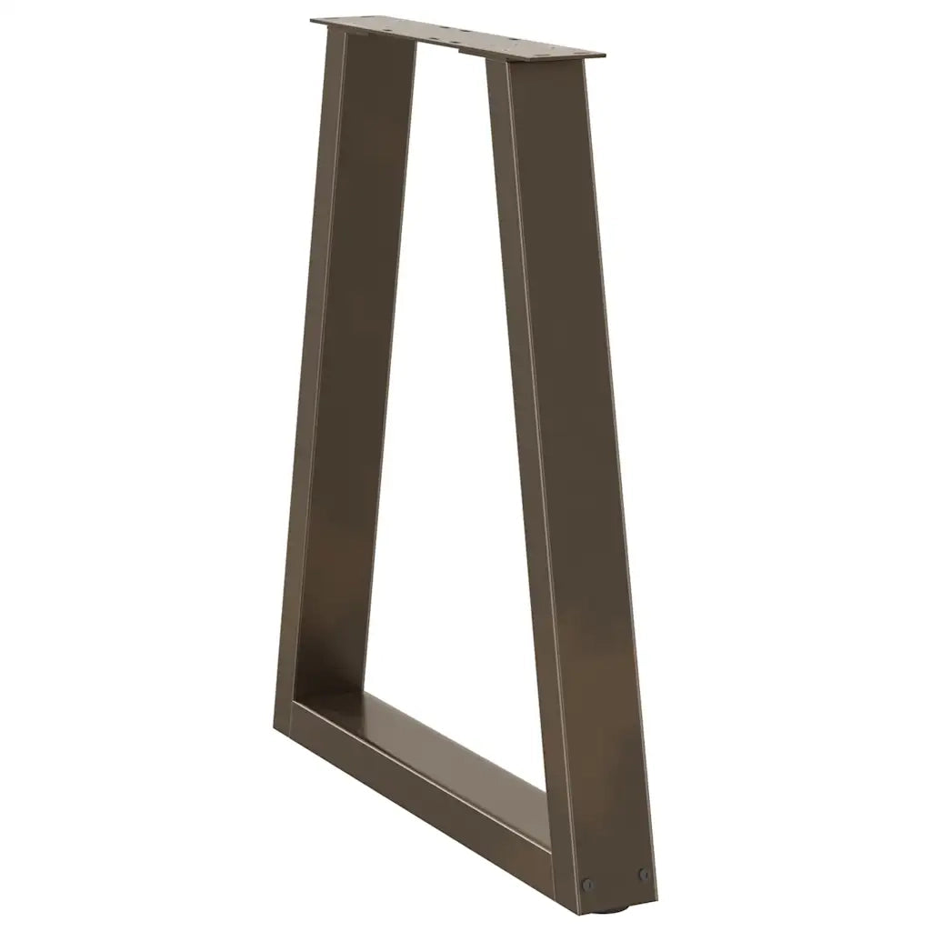 Gambe per tavolo da pranzo a forma di V 2 pz in acciaio naturale 50x(72-73,3) cm