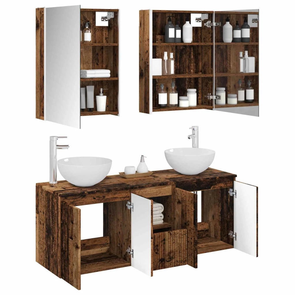 Set di Armadi da Bagno 5 pcs Legno antico 53 x 15,5 x 70 cm 3406373