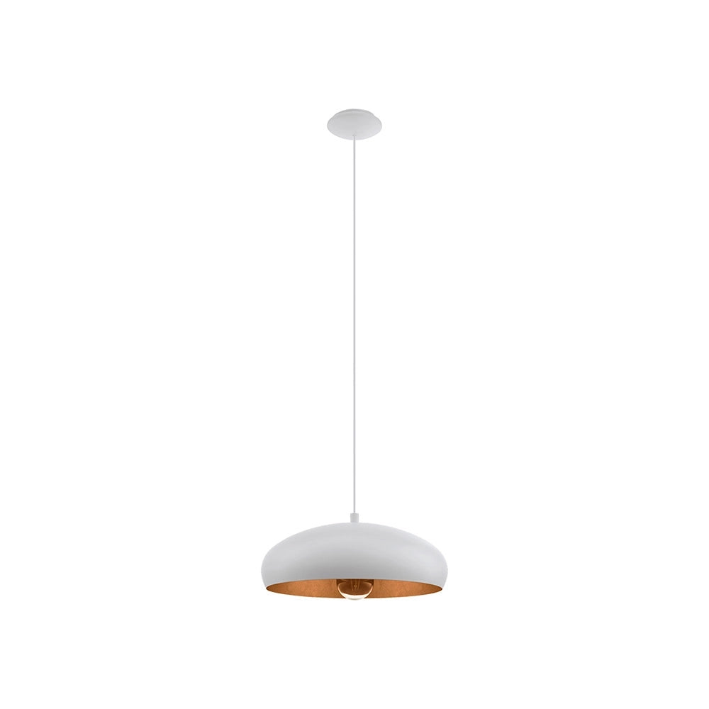 Lampadario Contemporaneo Mogano 1 Luce Acciaio Bianco E Rame