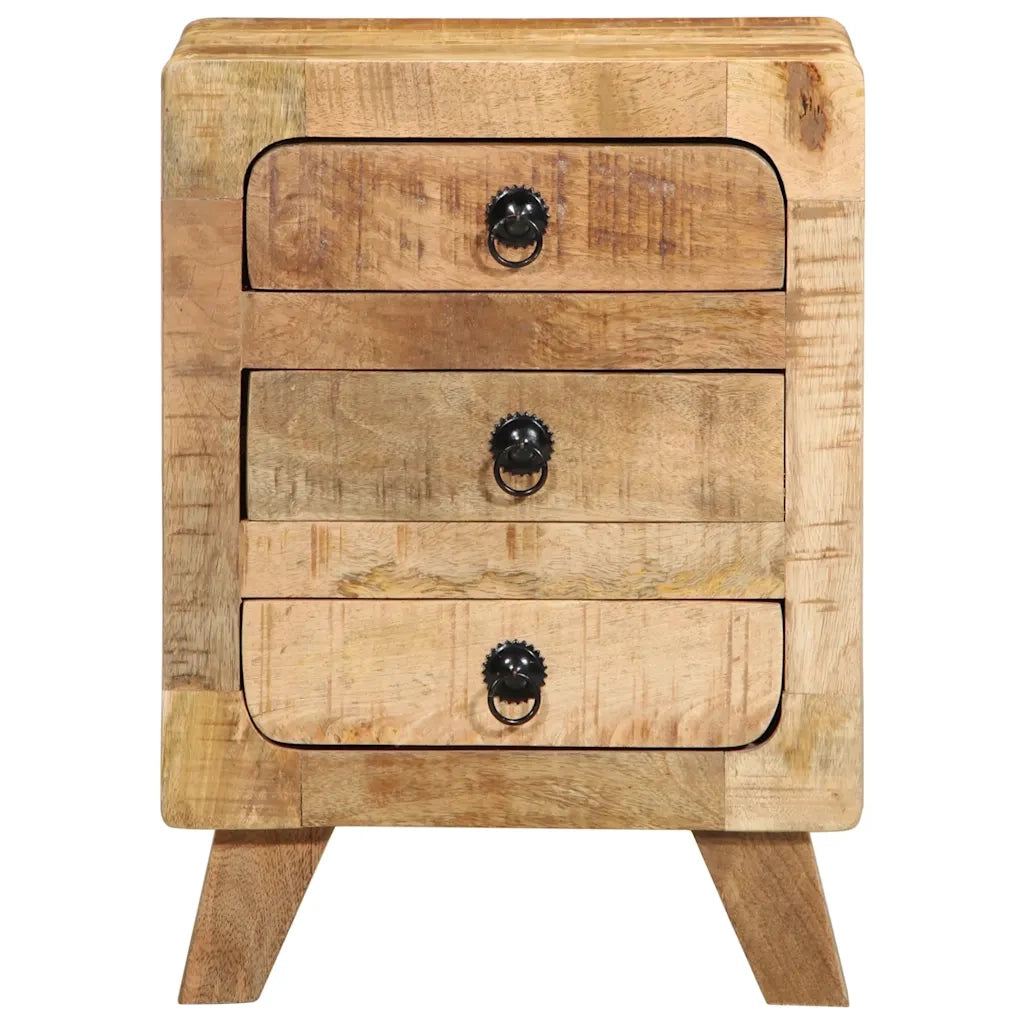 vidaXL Comodino 37x32x50 cm in Legno Massello di Mango Grezzo