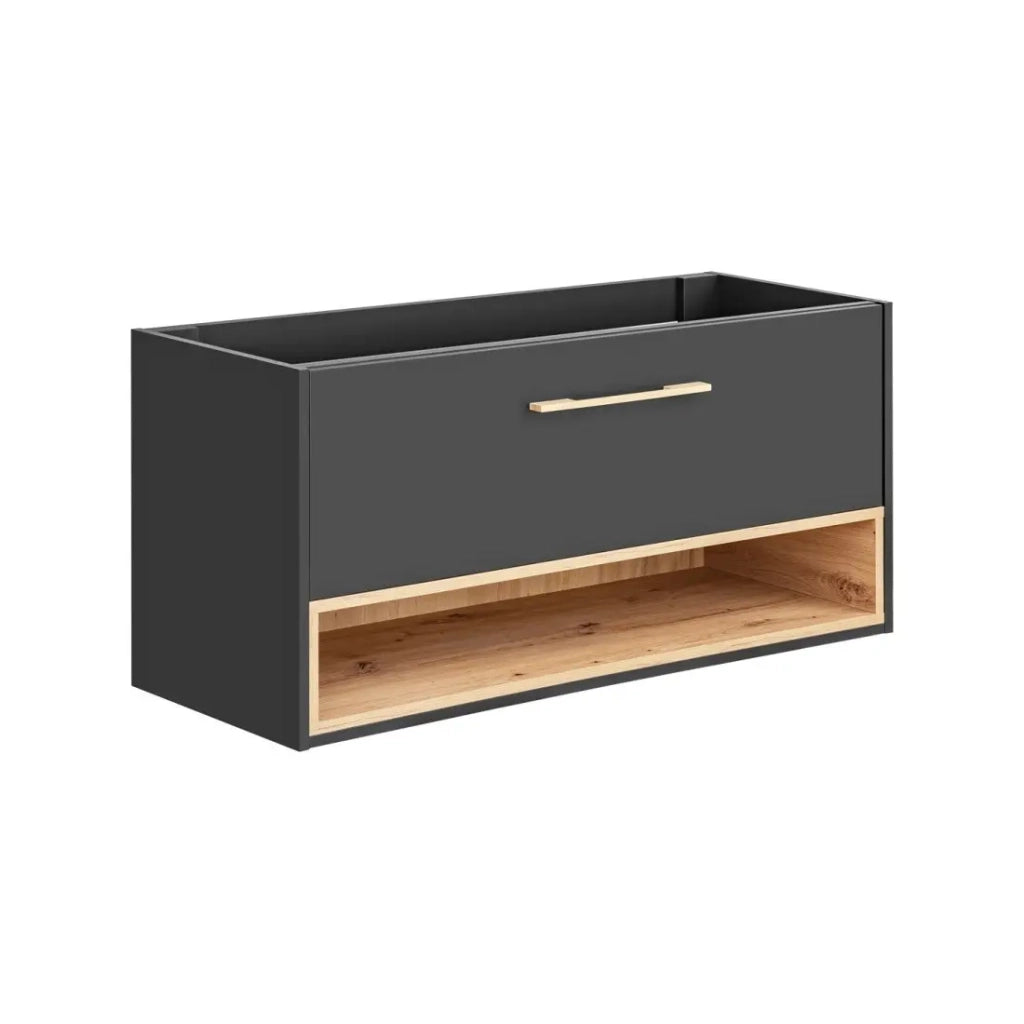 Mobile sottolavabo TALOKA – 120 cm – Grigio antracite e rovere chiaro – 2 cassetti – Da appendere