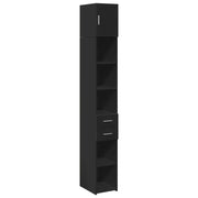 Mobile contenitore sottile 30 x 42,5 x 225 cm con molteplici scomparti design moderno in legno composito nero 02_0055553