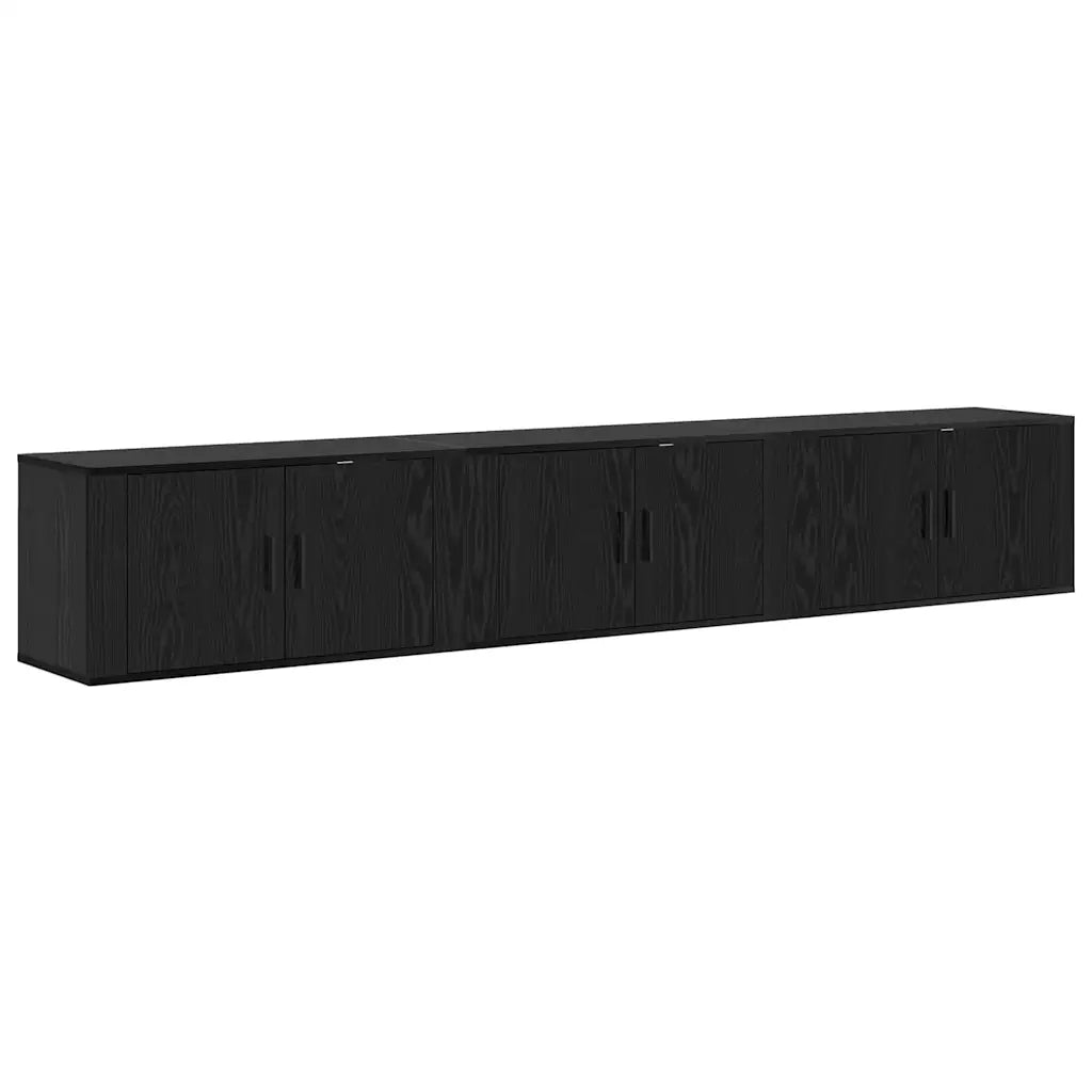 Set Mobile TV da Parete 3 pz | Armadietto TV | Mobile Porta TV Rovere Nero 80 x 34,5 x 40 cm