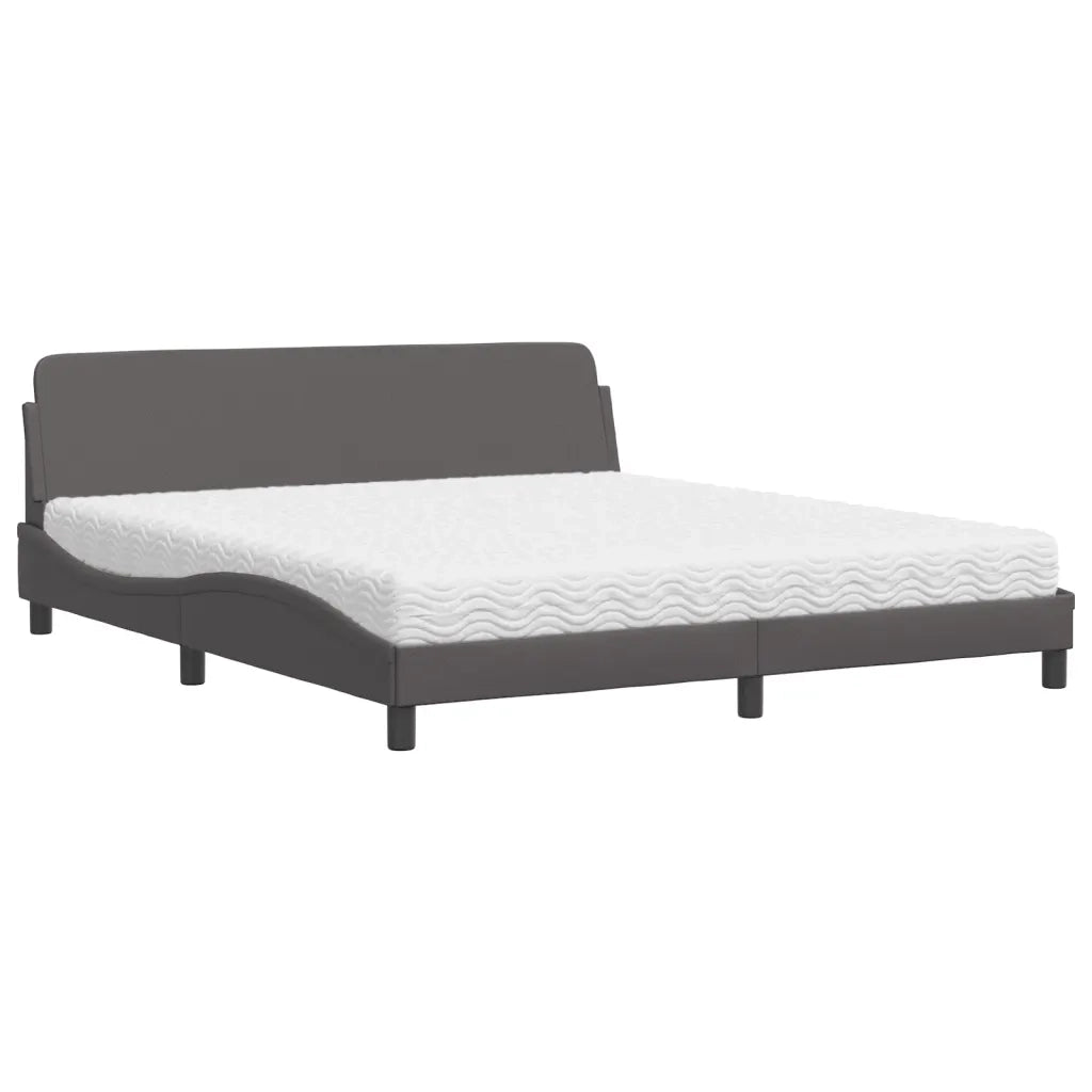 Letto con Materasso Dover Grigio 180x200 cm in Similpelle