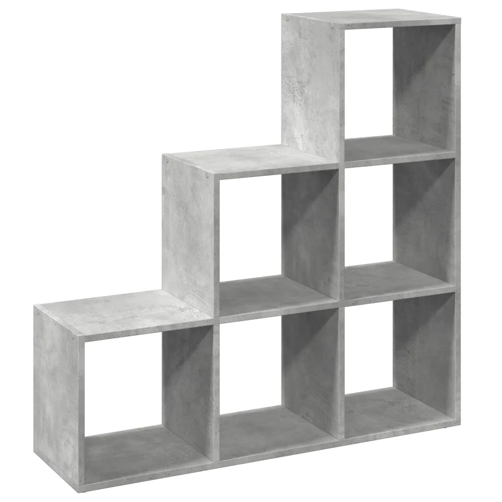 Libreria Divisorio 3 Ripiani-Scaffale per Libri-Mobile di Stoccaggio Grigio Cemento 99x29x99 Truciolato