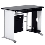 Scrivania per Computer con Ripiano, Cassetto e Armadietto ¨C zephmum ¨C 100x52x75 cm Bianca e Nera