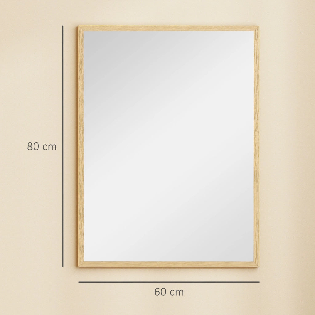 Specchio da parete rettangolare ¨C Minimal ¨C 80x60 cm, legno naturale