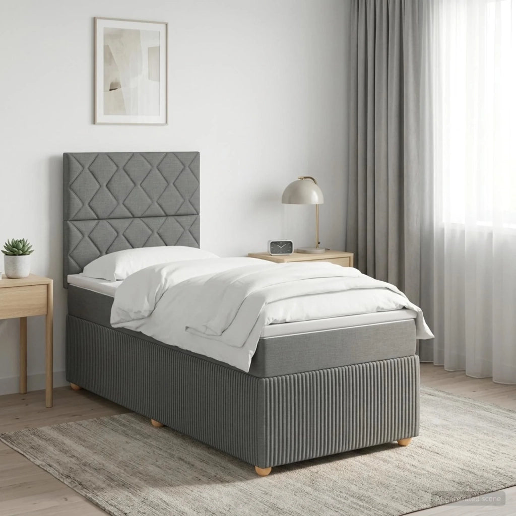 Letto Box Spring LED con Materasso Grigio Scuro 90 x 190 cm 3456154