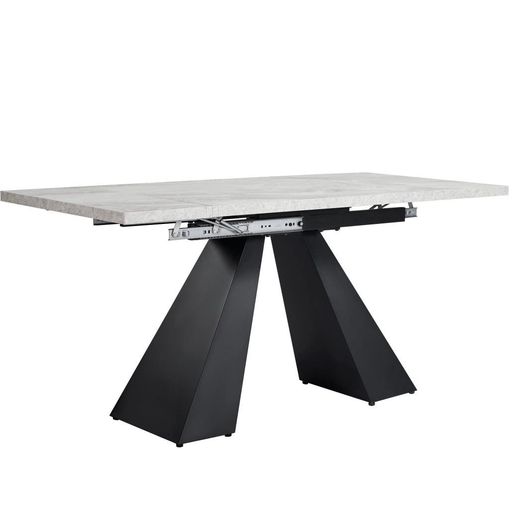 Tavolo da pranzo allungabile 99-159x74x77 cm; MDF e metallo; nero e grigio