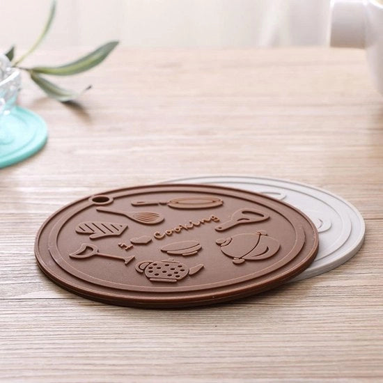 Tavolo isolante con pattino anti-slip - set di tavolo in silicone per uso domestico - tavolo con pattino di sottopiede - marrone - small
