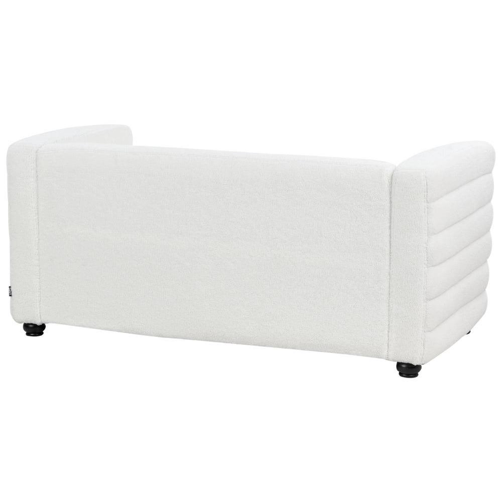 Divano a 2 posti rivestito in tessuto poliestere bouclè bianco sporco design moderno