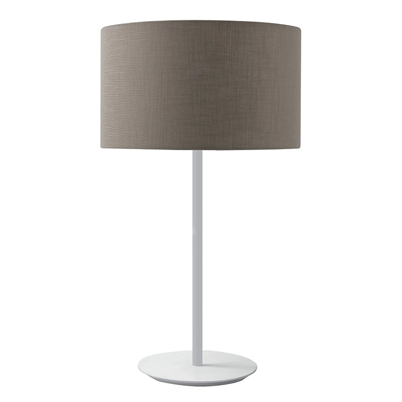 Lampada da Tavolo Vivien Bianca con Paralume Cilindrico Tortora - Attacco E27 IP20 75W - Illuminazione Interni Rossini Group