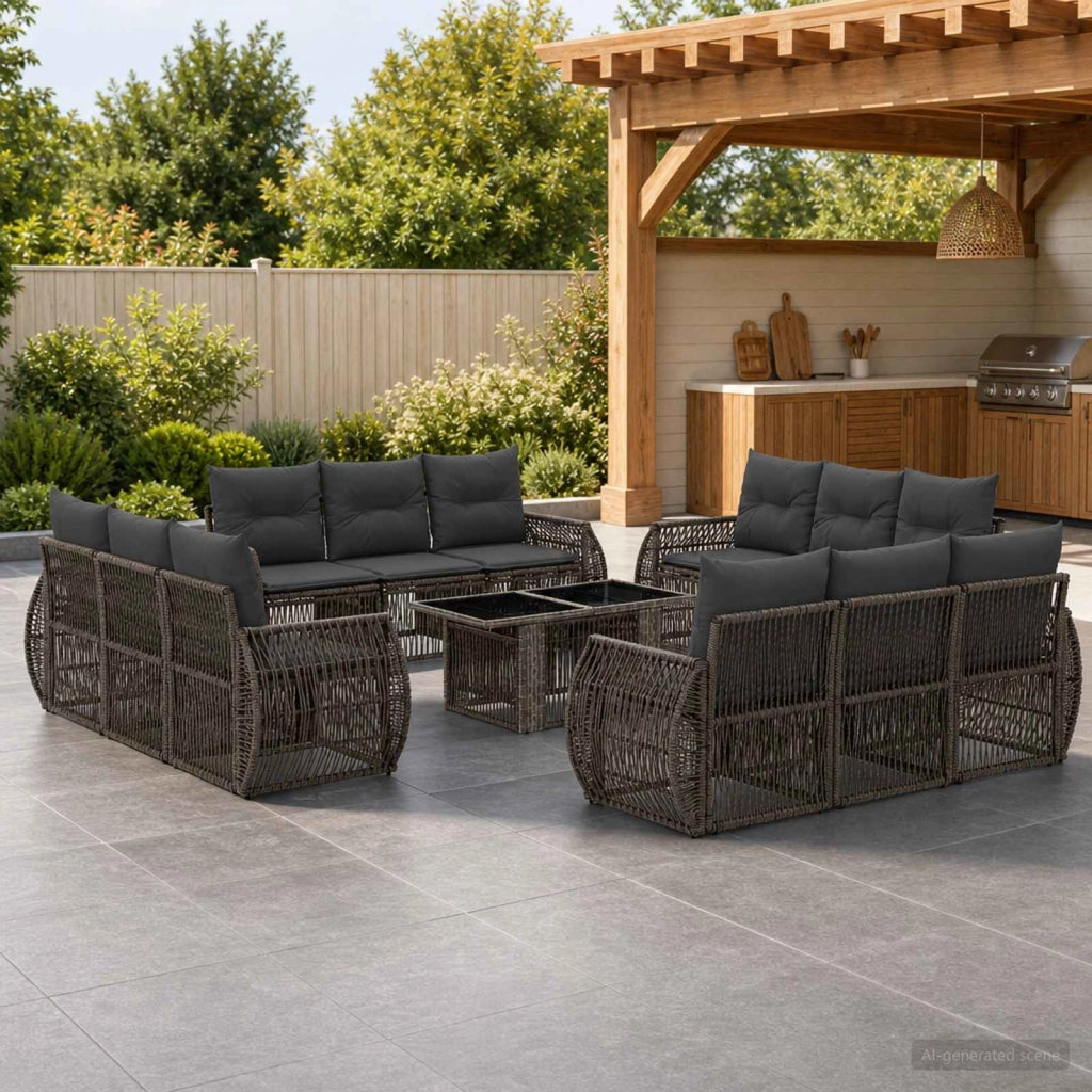 Set Divano da Giardino 13 pz Grigio e Grigio Scuro polyrattan 3436919