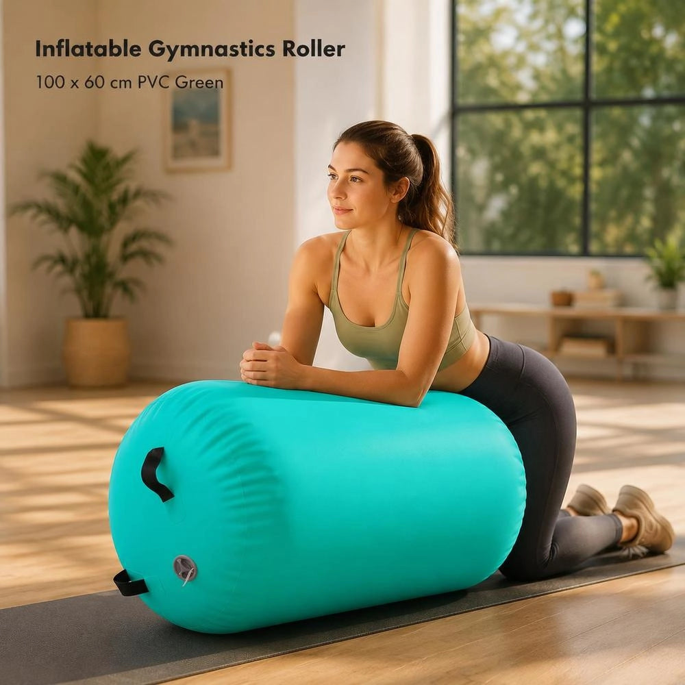 Inflatable Gymnastics Roller With Pump 100x60 Cm PVC Green