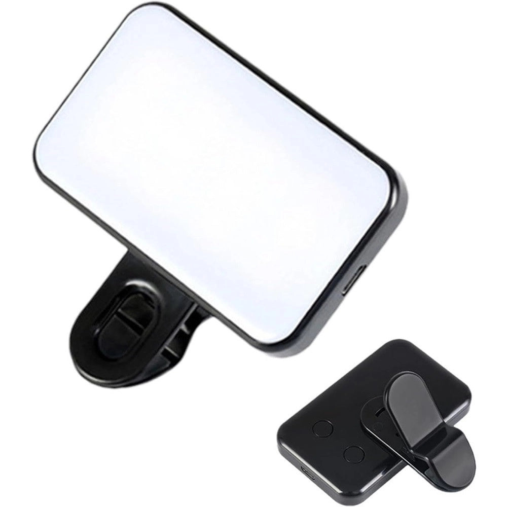 Trade Shop - Luce Ricaricabile Video Led Portatile Pannello Luminoso Con Clip Usb Riprese Telefono -