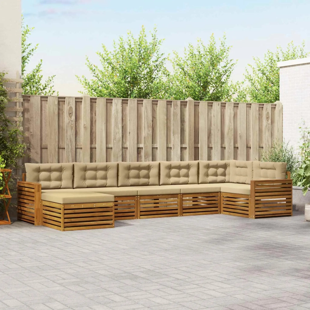 Set di divani da esterno con cuscino 7 pcs Naturale e Beige