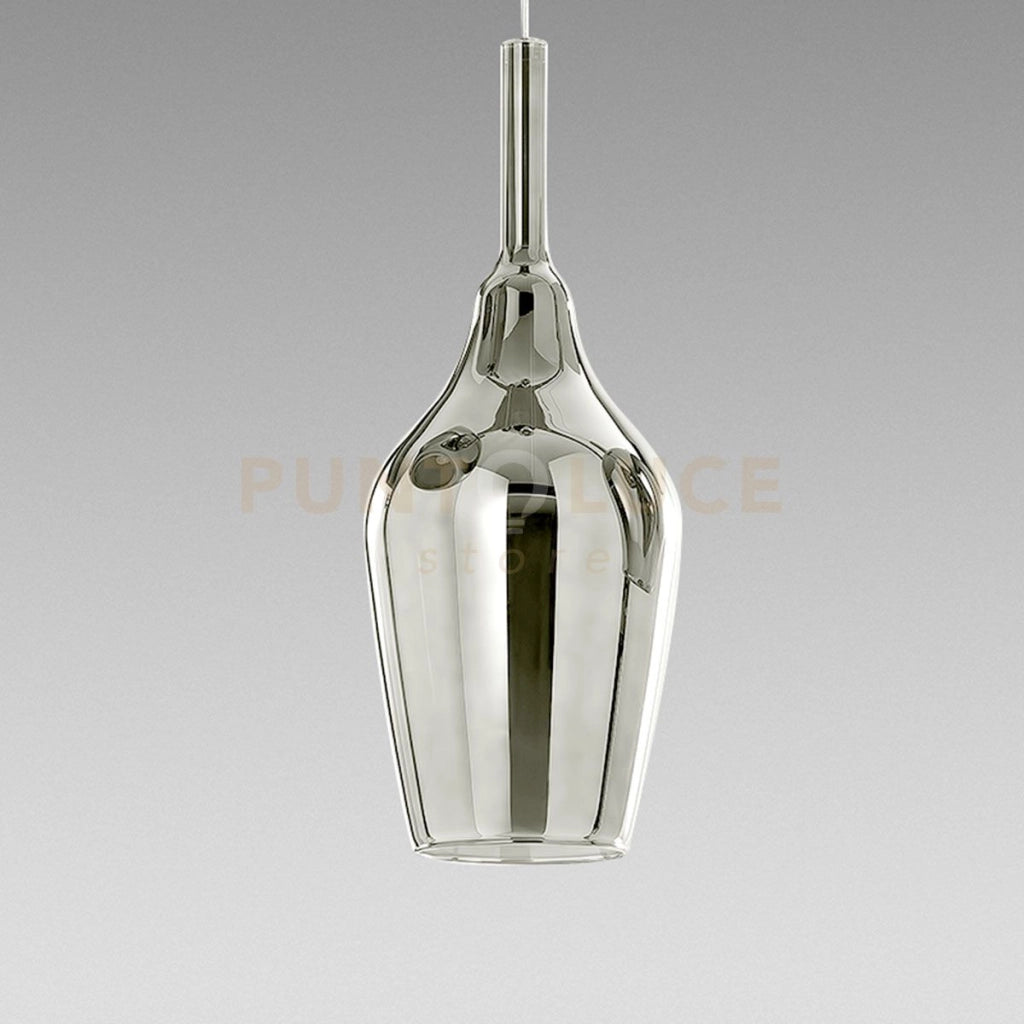 OFELIA S/12 - VETRO  CROMO SPECCHIATO E PORTALAMPADA BIANCO 1 LUCE ATTACCO G9 CAVO TRASPARENTE SENZA BASE DI ATTACCO D.18,5CM H.47,5M