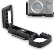 Placca QR a forma di L con chiusura rapida - Maniglia di fissaggio a forma di L in acciaio inossidabile - Progettazione forata - Maniglia verticale - Fori per viti 1/4 - Modello per fotocamera Sony A6400 - Fotocamera senza specchio - Chiave .