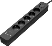 Pannello di connessione con protezione contro sovraccarichi e caricatore USB - 5-volti certificati TÜV (massimo 4.000 W/250 V/16 A) - nero