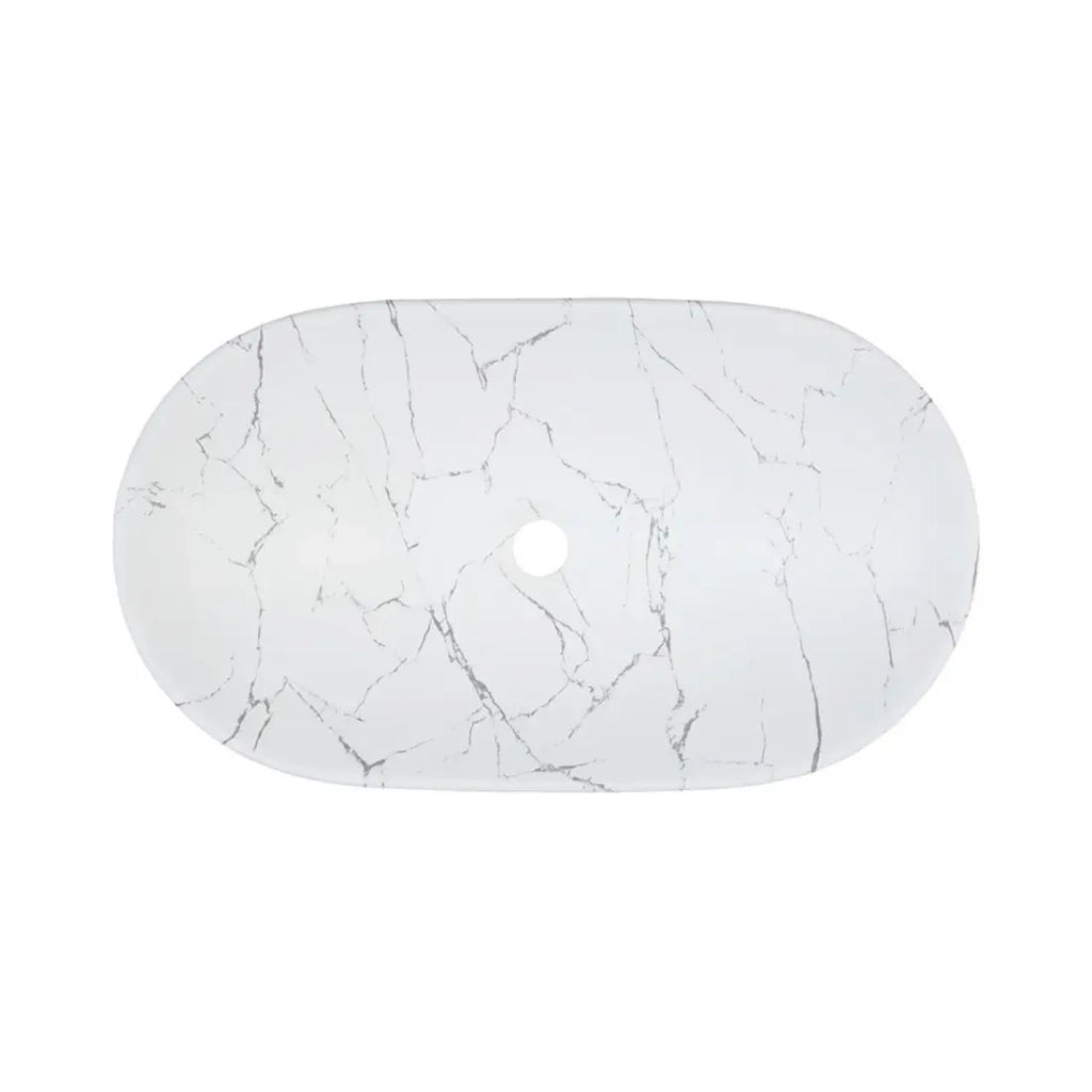 Set da bagno NATURA 80cm: mobile sottolavabo + piano per lavabo + lavabo da appoggio asimmetrico bianco marmorizzato