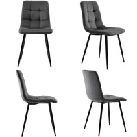 Set di 4 sedie imbottite per sala da Pranzo con Schienale, struttura in metallo, 44x46x86 cm, Grigio