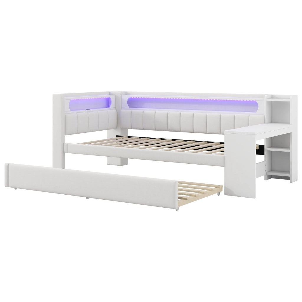 Letto giorno imbottito con USB e LED 90x200 cm