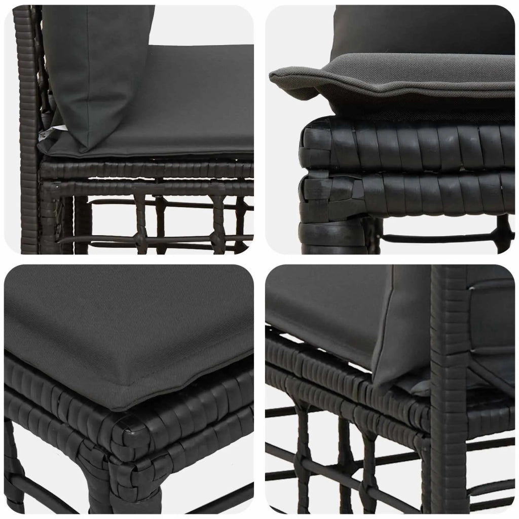 Modulo Divano da Esterno Senza Braccioli Nero polyrattan 42026731