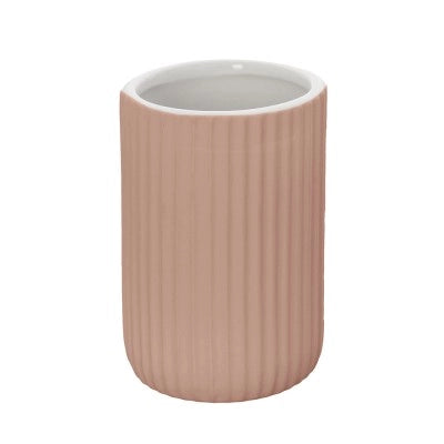 Portaspazzolini bagno da appoggio rosa in ceramica soft touch Spring
