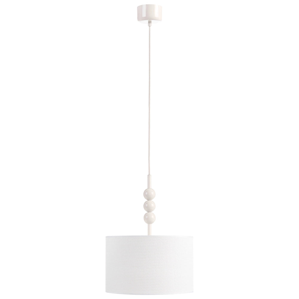 Lampada a sospensione in metallo con paralume a tamburo in tessuto stile bianco Stile moderno di metà secolo