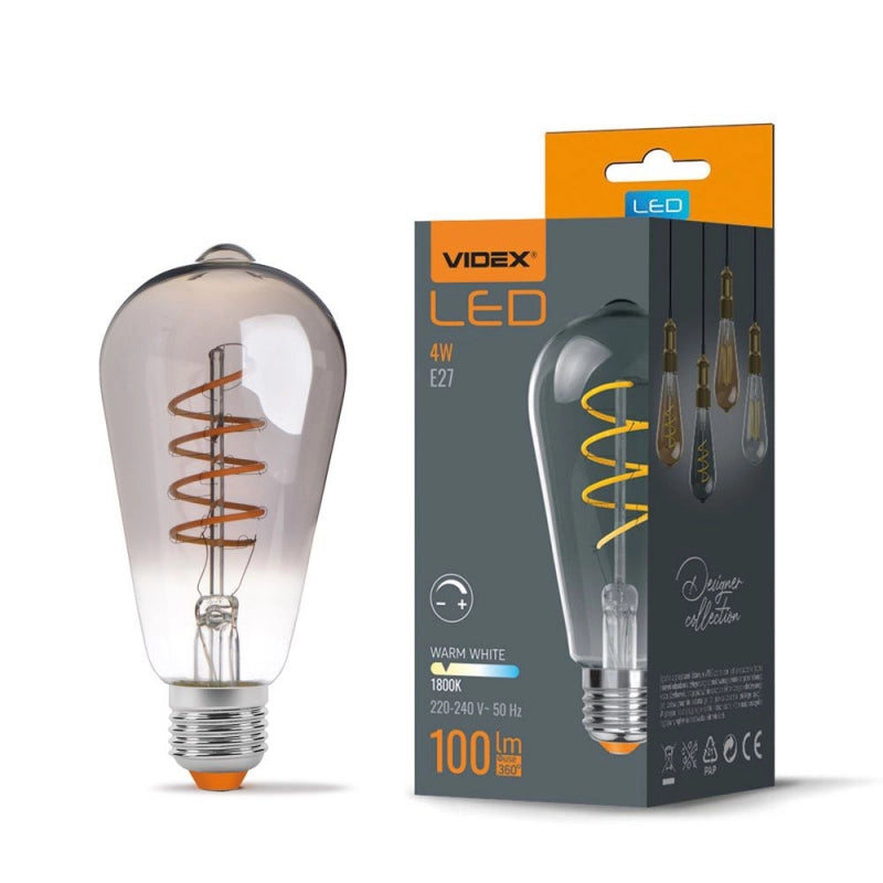 Lampadina LED Filament ST64 fumé dimmer E27 4W Videx