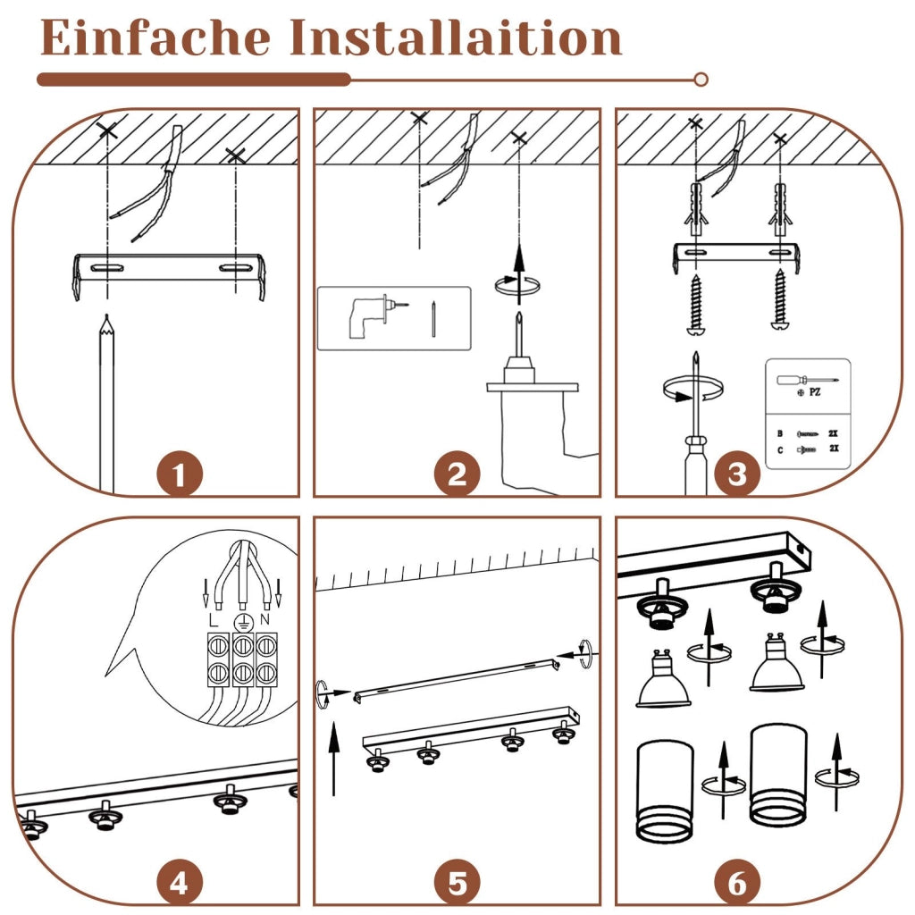 ZMH Faretto da soffitto bianco 4 lampadine Plafoniera moderna GU10 faretti orientabili interni in metallo