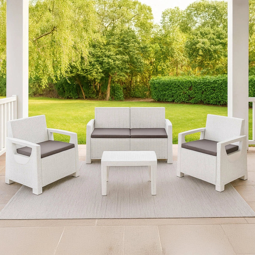 Salottino Outdoor Covo, set Salotto da Esterno 4 Posti Made in Italy, Bianco