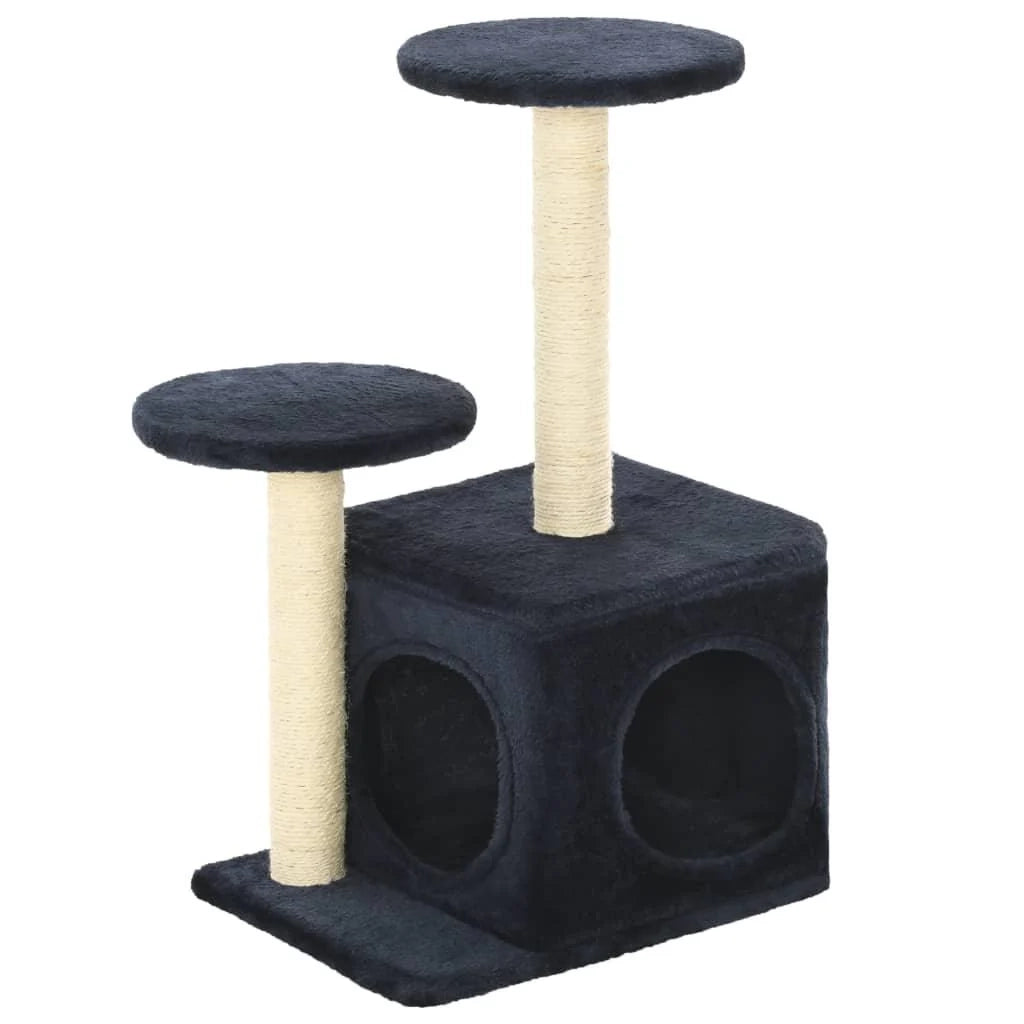 Tiragraffi albero per gatti cuccia per gatti peluche in sisal 60 cm blu scuro 3702127