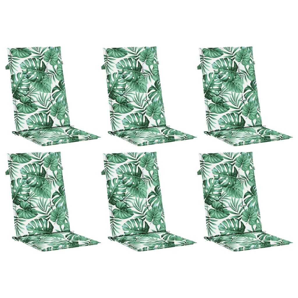 Cuscini per Sedia Schienale Alto 6 pz Motivo Foglie in Tessuto 361246
