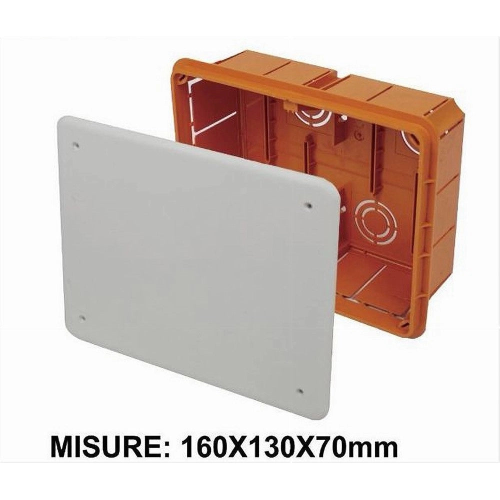 Trade Shop - Cassetta Di Derivazione Incasso Muro Ip40 Con Coperchio Viti 160x130x70mm 27007 -