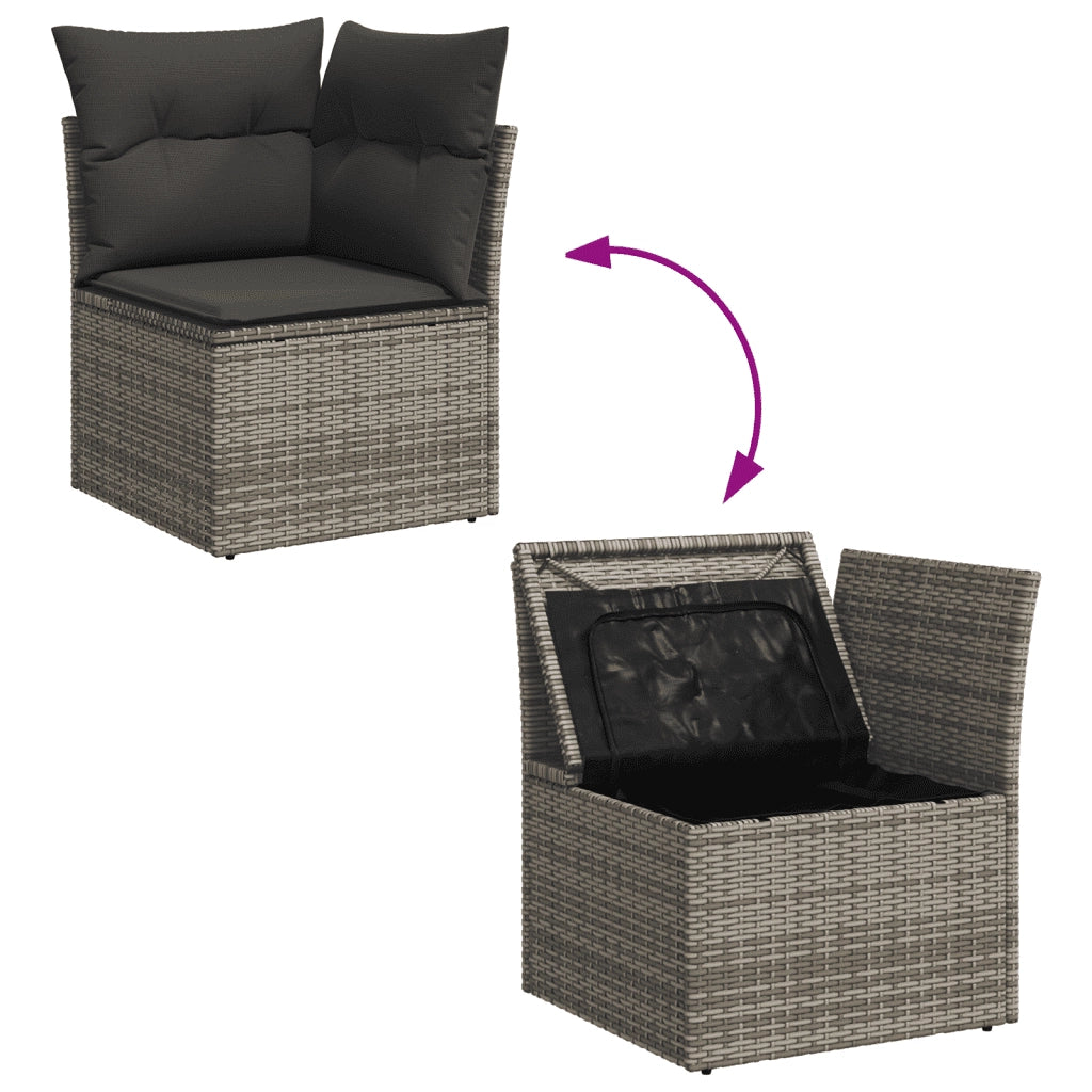 Set Divano da Giardino 9 pz con Cuscini Grigio in Polyrattan 3255377
