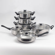 Trade Shop - Set Batteria Di Pentole 12pz In Acciaio Inox Ad Induzione Coperchi Con Valvola Sicurezza -