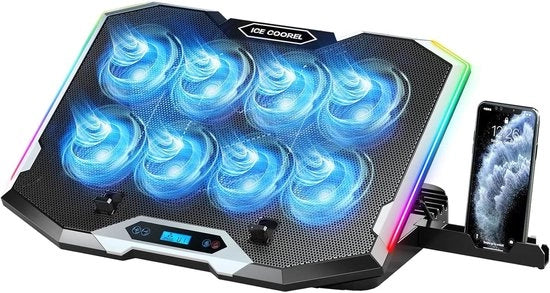 Portatile per giochi con sistema di raffreddamento a 8 ventilatori, ventilatore portatile per sistemi di raffreddamento