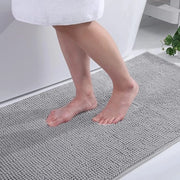 Piuma di chenille morbida - Antiscivolo e assorbente - 1 pezzo - Grigio chiaro - 40 x 60 cm