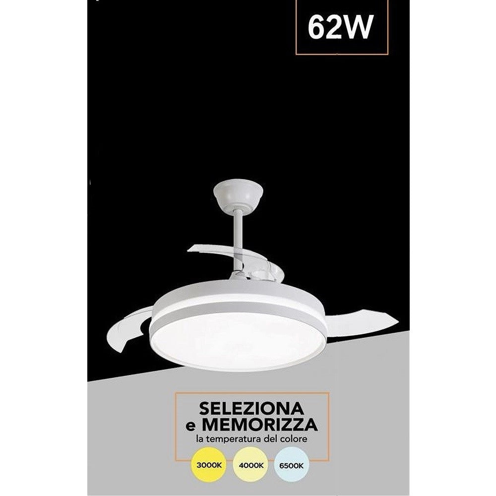 Trade Shop - Plafoniera Moderna Led Con Ventilatore Soffitto Cambia 3 Luci Telecomando F7189 -