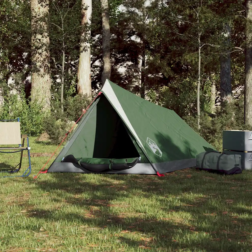 Tenda da Campeggio per 2 Persone Verde Impermeabile 94362
