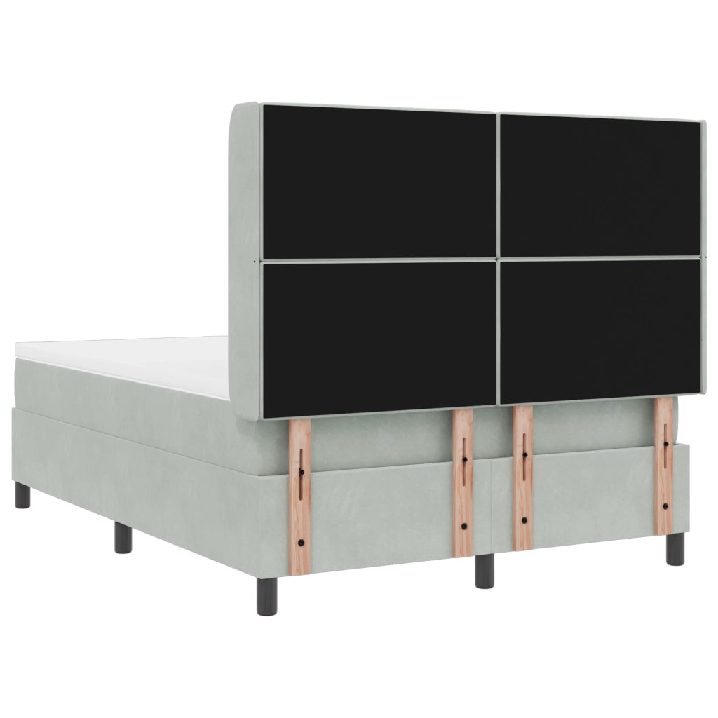 Letto Box Spring con Materasso Grigio Chiaro 140x200 cm Velluto