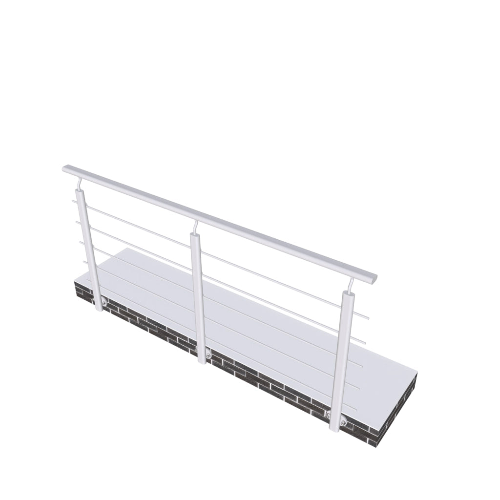 Ringhiera Parapetto in Alluminio Argento Opaco 200x100cm per interni ed esterni a Fissaggio a Parete