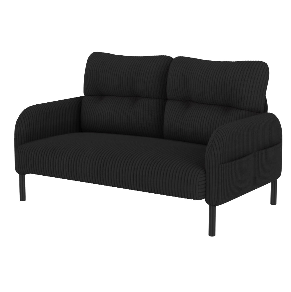 Set divano 3 pezzi con tasca laterale in corduroy nero