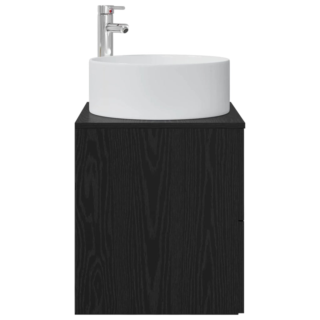 Mobile Lavabo da Parete Rovere Nero 49,5 x 44,5 x 65,5 cm