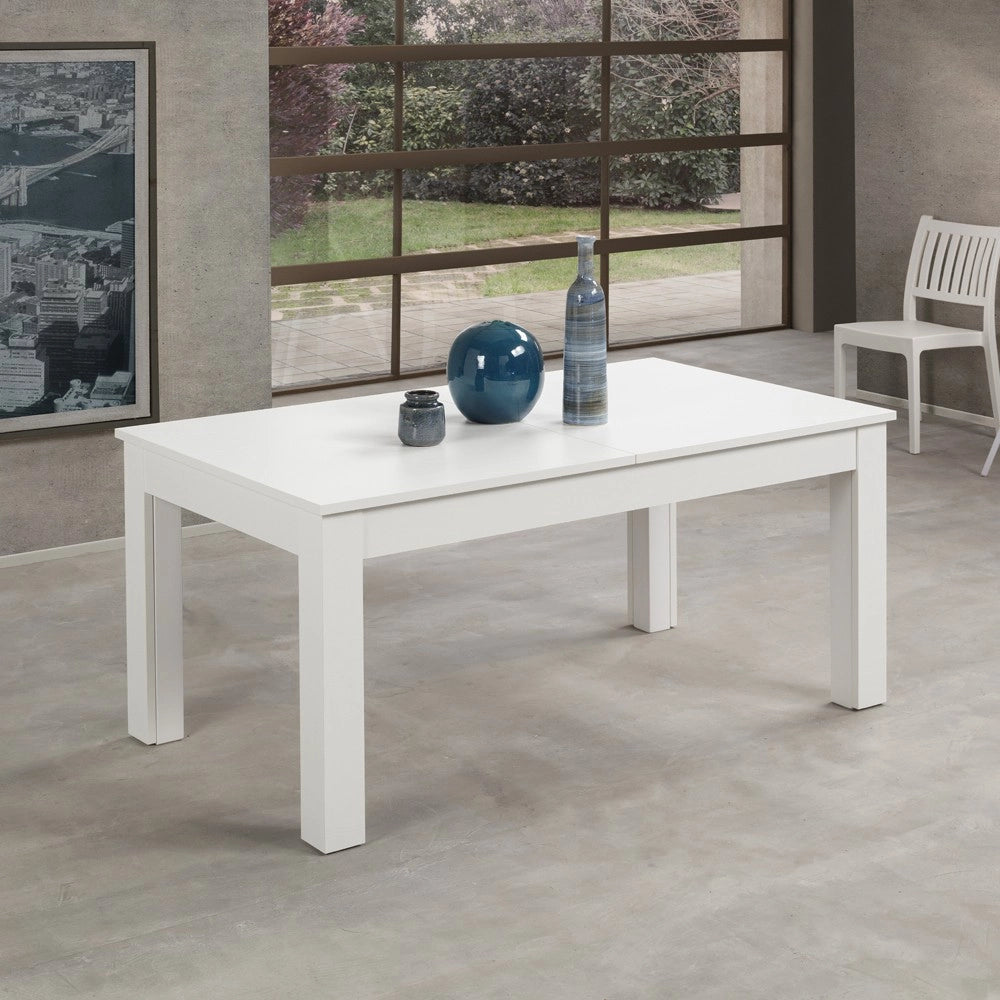 Tavolo allungabile Lipsia 160x90 colore bianco larice con gambe centrali in legno massiccio