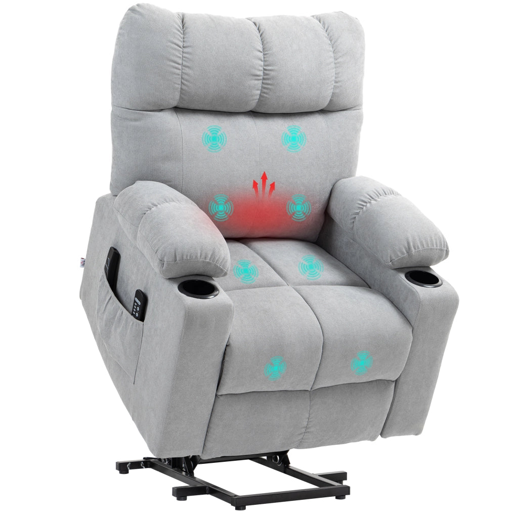 Poltrona Relax Alzapersona ¨C Xylo ¨C Reclinabile Elettrica con Telecomando Grigio Chiaro 144x91x88